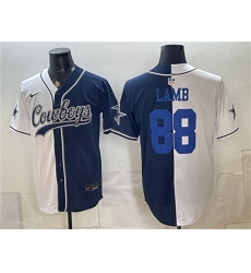 Men's Dallas Cowboys #88 CeeDee Lamb White Navy Split Stitched Jersey