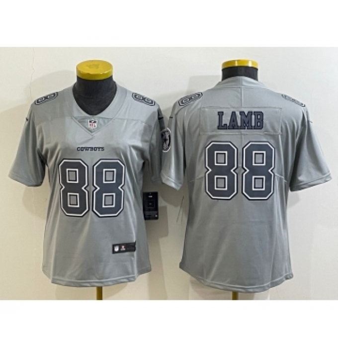 Women's Dallas Cowboys #88 CeeDee Lamb Grey Atmosphere Fashion 2022 Vapor Untouchable Stitched Nike Limited Jersey