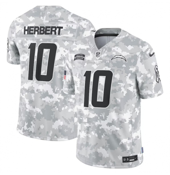 Men's Los Angeles Chargers #10 Justin Herbert 2024 Arctic Camo Salute To Service Limited Stitched Football Jersey