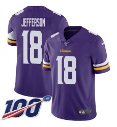 Men's Minnesota Vikings #18 Justin Jefferson Purple Team Color Stitched ...