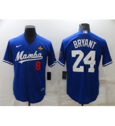 Men's Los Angeles Dodgers #24 Kobe Bryant Blue Cool Base Stitched Jersey