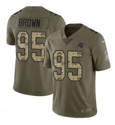Youth Carolina Panthers #95 Derrick Brown Olive Camo Stitched NFL Limited 2017 Salute To Service Jersey