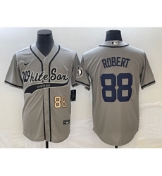 Men's Chicago White Sox #88 Luis Robert Number Grey Cool Base Stitched Baseball Jersey