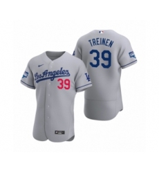 Men's Los Angeles Dodgers #39 Blake Treinen Gray 2020 World Series Champions Road Authentic Jersey