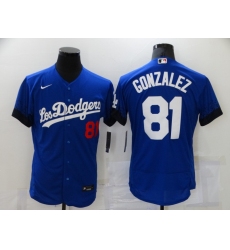 Men's Los Angeles Dodgers #81 Victor Gonzalez Blue Elite City Player Jersey