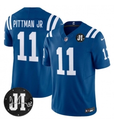 Men's Indianapolis Colts #11 Michael Pittman Jr. Blue 2025 F.U.S.E. Jim Irsay Vapor Limited Football Stitched Jersey