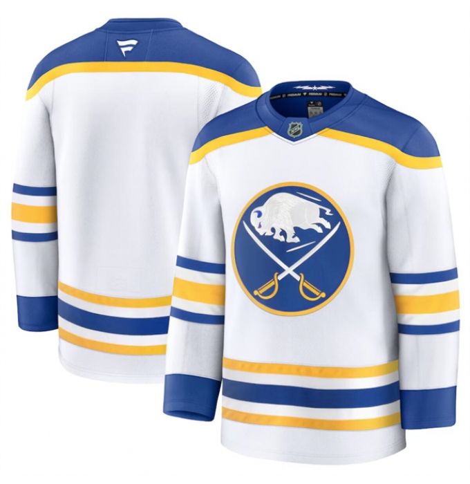 Men's Buffalo Sabres Blank White 2024-25 Away Stitched Hockey Jersey