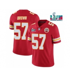 Men’s Kansas City Chiefs #57 Orlando Brown Red Super Bowl LVII Patch Vapor Untouchable Limited Stitched Jersey