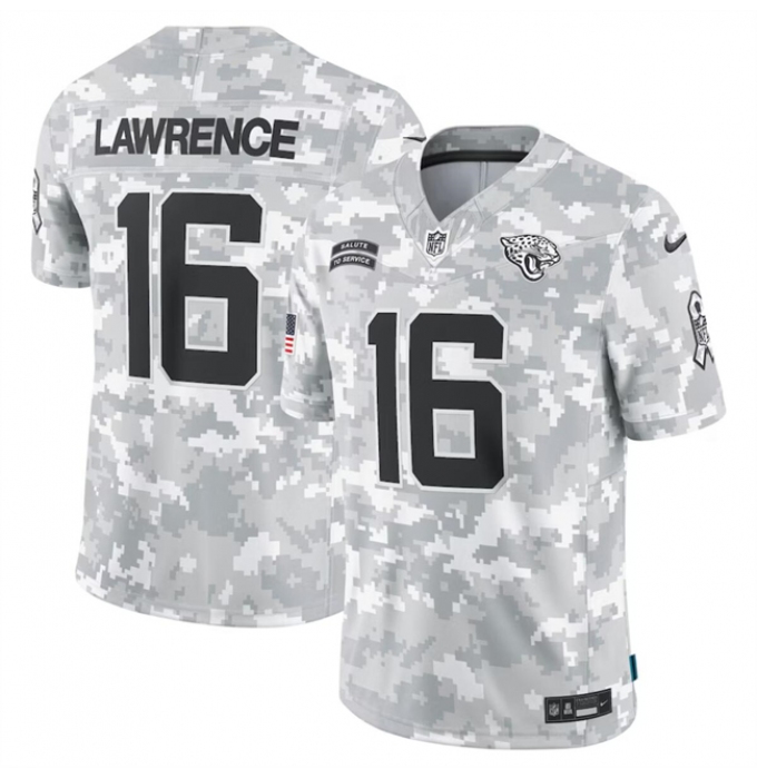 Men's Jacksonville Jaguars #16 Trevor Lawrence 2024 Arctic Camo Salute To Service Limited Stitched Football Jersey