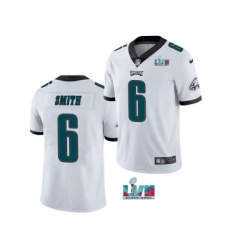 Men's Philadelphia Eagles #6 DeVonta Smith White Super Bowl LVII Patch Vapor Untouchable Limited Stitched Jersey