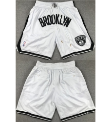 Men's Brooklyn Nets White Shorts (Run Small)