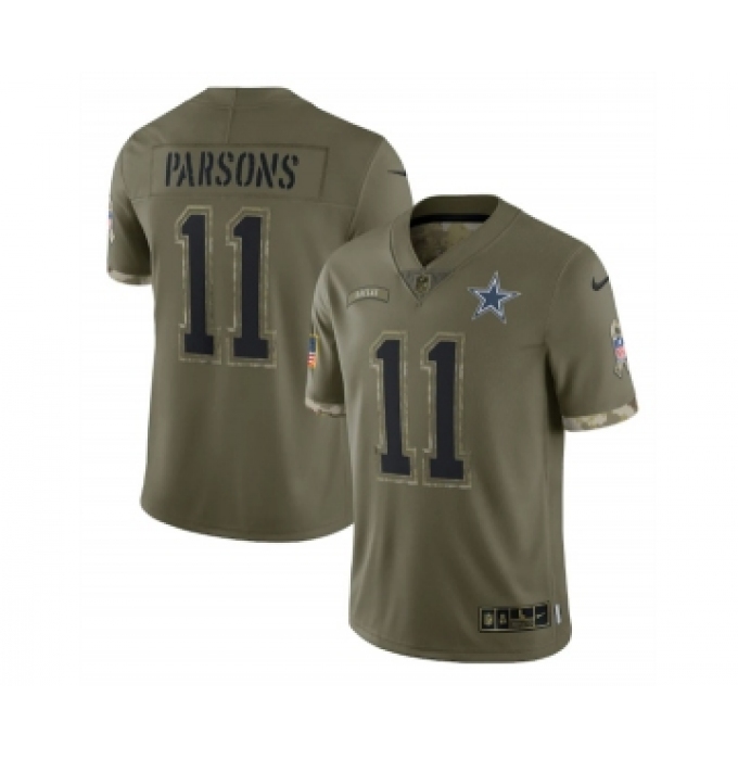Men's Dallas Cowboys #11 Micah Parsons 2022 Olive Salute To Service Limited Stitched Jersey