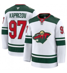 Men's Minnesota Wild #97 Kirill Kaprizov White 2024-25 Away Stitched Hockey Jersey