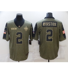 Men's New Orleans Saints #2 Jameis Winston Nike Olive 2021 Salute To Service Limited Player Jersey