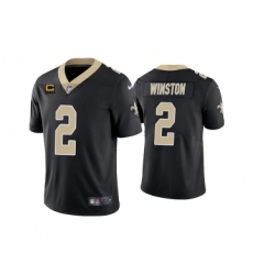 Men's New Orleans Saints 2022 #2 Jameis Winston Black With 4-star C Patch Vapor Untouchable Limited Stitched NFL Jersey