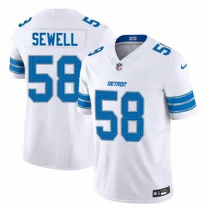 Men's Detroit Lions #58 Penei Sewell White 2024 F U S E Alternate Vapor Limited Stitched Jersey