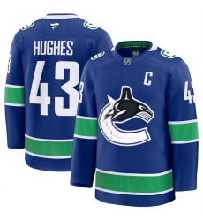 Men's Vancouver Canucks #43 Quinn Hughes Blue 2024-25 Home Stitched Hockey Jersey