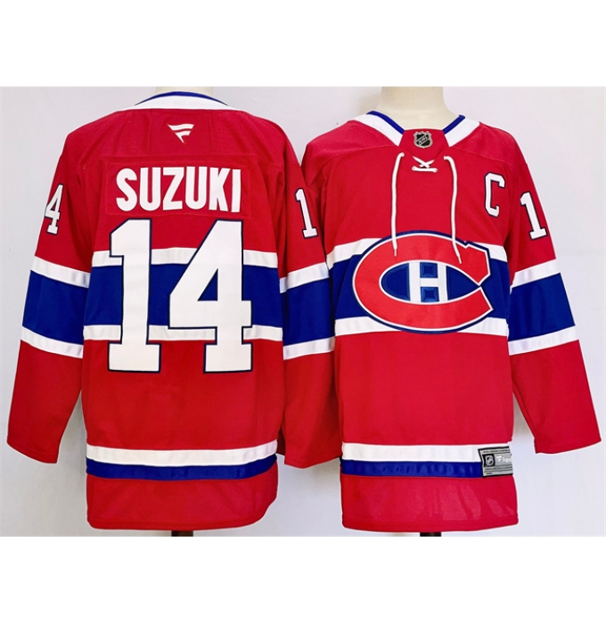 Men's Montreal Canadiens #14 Nick Suzuki Red 2024-25 Stitched Jersey