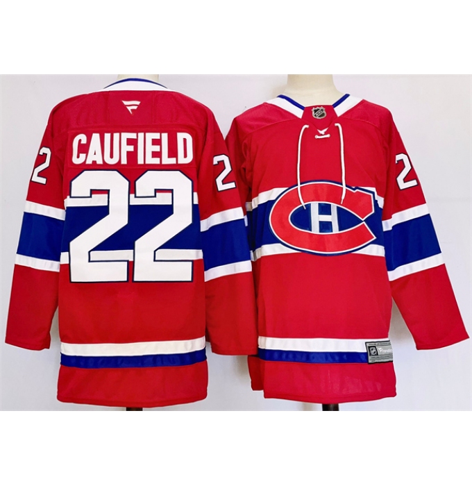 Men's Montreal Canadiens #22 Cole Caufield Red 2024-25 Stitched Jersey