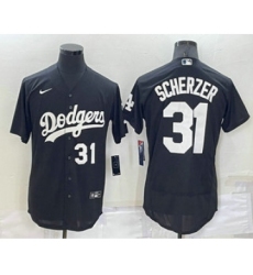 Men's Los Angeles Dodgers #31 Max Scherzer Number Black Turn Back The Clock Stitched Cool Base Jersey