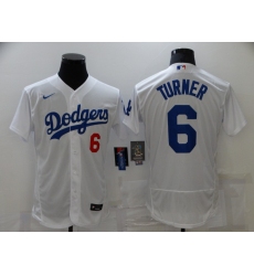 Men's Nike Los Angeles Dodgers #6 Trea Turner White Elite Jersey