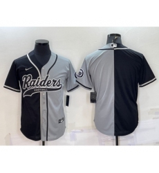 Men's Las Vegas Raiders Blank Black Grey Split With Patch Cool Base Stitched Baseball Jersey