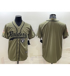 Men's Las Vegas Raiders Blank Olive Salute to Service Cool Base Stitched Baseball Jersey