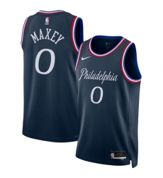 Men's Philadelphia 76ers #0 Tyrese Maxey Navy 2025-26 City Edition Swingman Stitched Jersey