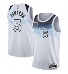 Men's Minnesota Timberwolves #5 Anthony Edwards White 2024-25 City Edition Stitched Jersey