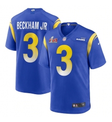 Men's Los Angeles Rams #3 Odell Beckham Jr. Nike Royal Super Bowl LVI Limited Patch Jersey
