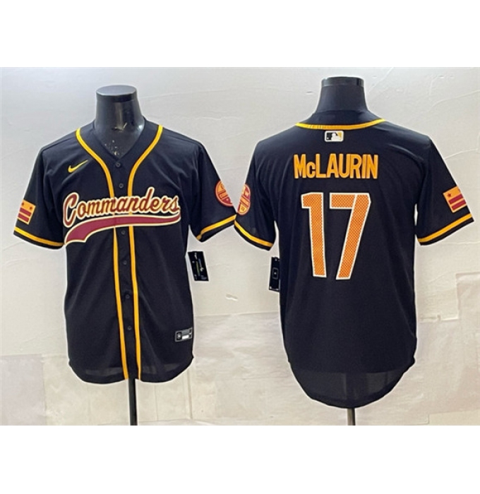 Men's Washington Commanders #17 Terry McLaurin Black Limited Stitched Baseball Jersey