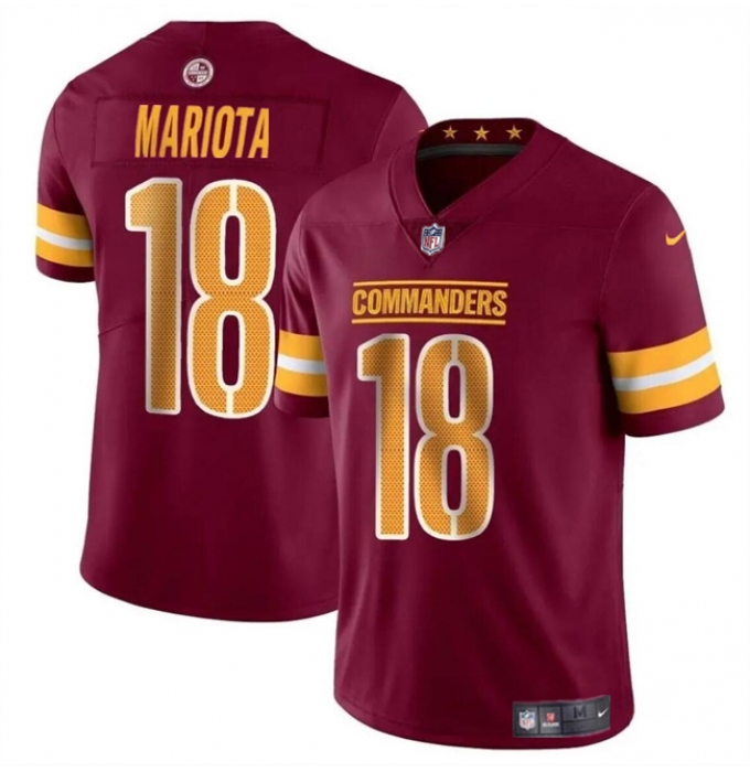 Men's Washington Commanders #18 Marcus Mariota Burgundy 2024 Vapor Limited Stitched Football Jersey