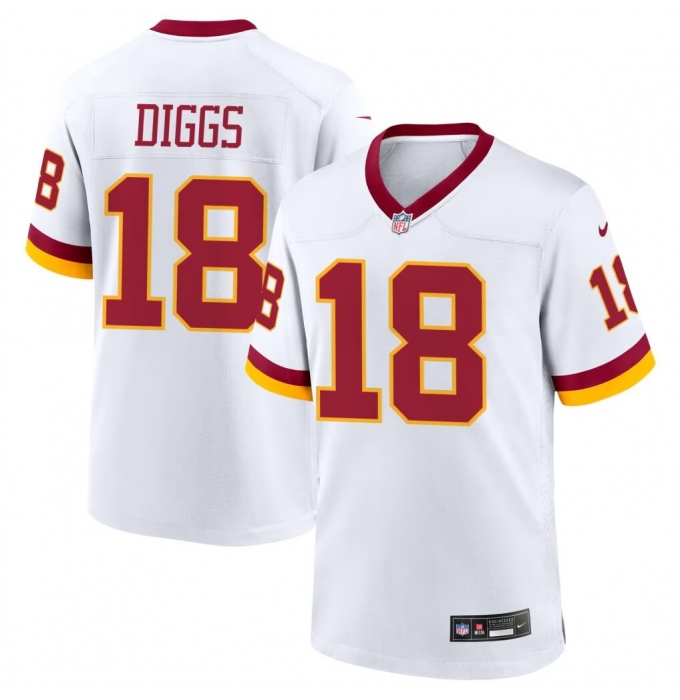 Men's Washington Commanders #18 Stephon Diggs White Vapor Limited Stitched Football Jersey