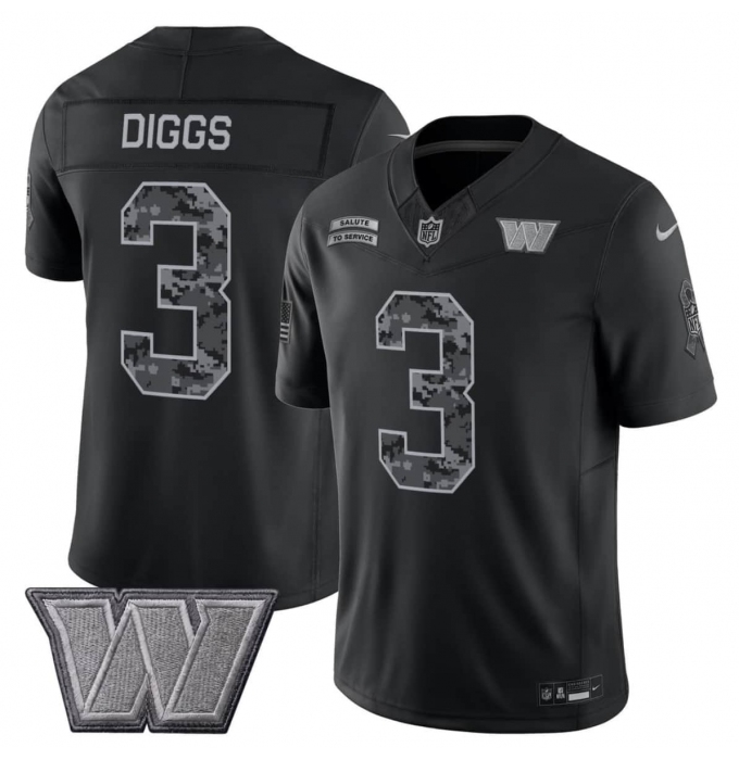 Men's Washington Commanders #3 Stefon Diggs Black F.U.S.E. 2026 Salute to Service Limited Football Stitched Jersey