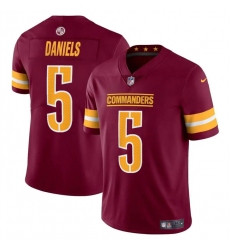 Men's Washington Commanders #5 Jayden Daniels Burgundy 2024 Draft Vapor Limited Football Stitched Jersey