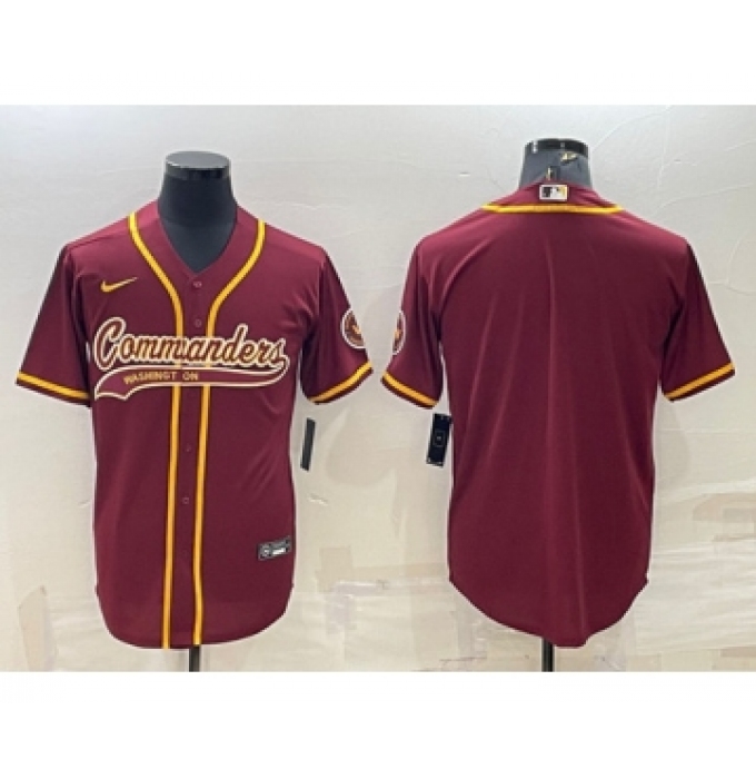 Men's Washington Commanders Blank Burgundy With Patch Cool Base Stitched Baseball Jersey