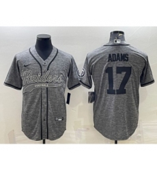 Men's Las Vegas Raiders #17 Davante Adams Gray With Patch Cool Base Stitched Baseball Jersey
