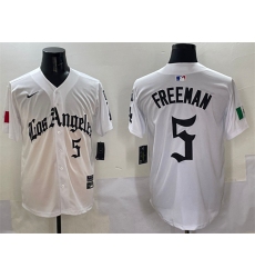 Men's Los Angeles Dodgers #5 Freddie Freeman White Mexico 2025 LA Gothic Style With Fernando Vapor Premier Limited Stitched Baseball Jersey