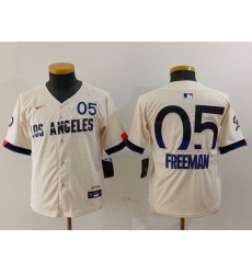Youth Los Angeles Dodgers #5 Freddie Freeman Cream 2024 City Connect Limited Jersey