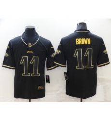 Men's Philadelphia Eagles #11 A. J. Brown Black Golden Edition Stitched NFL Nike Limited Jersey