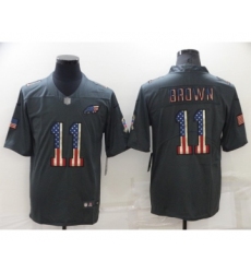 Men's Philadelphia Eagles #11 A. J. Brown Grey Salute To Service USA Flag Stitched Jersey