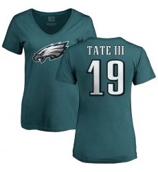 Women's Nike Philadelphia Eagles #19 Golden Tate III Green Name & Number Logo Slim Fit T-Shirt