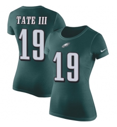 Women's Nike Philadelphia Eagles #19 Golden Tate III Green Rush Pride Name & Number T-Shirt
