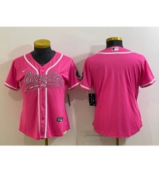 Women's Philadelphia Eagles Blank Pink With Patch Cool Base Stitched Baseball Jersey