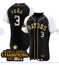 Men's Houston Astros #3 Jeremy Pena 2023 Black Serise Champions Base Stitched Jerseys