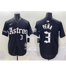 Men's Houston Astros #3 Jeremy Pena Black Gothic 'Houston Born Barrio Raised' Limited Stitched Baseball Jersey