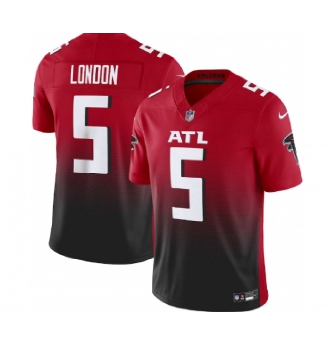 Men's Nike Atlanta Falcons #5 Drake London Red Black 2023 F.U.S.E. Vapor Untouchable Limited Football Stitched Jersey