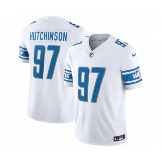Men's Detroit Lions #97 Aidan Hutchinson White 2023 F.U.S.E. Vapor Untouchable Limited Stitched Jersey