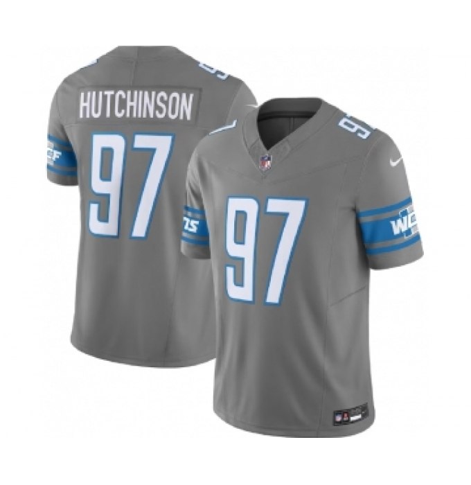 Men's Nike Detroit Lions #97 Aidan Hutchinson Grey 2023 F.U.S.E. Vapor Untouchable Limited Football Stitched Jersey