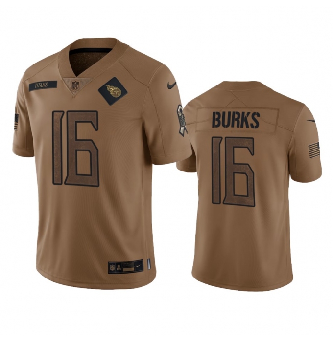 Men's Tennessee Titans #16 Treylon Burks 2023 Brown Salute To Service Football Stitched Jersey